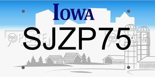 SJZP75 Iowa License Plate