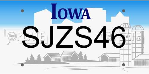 SJZS46 Iowa License Plate