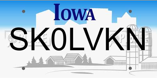 SK0LVKN Iowa License Plate