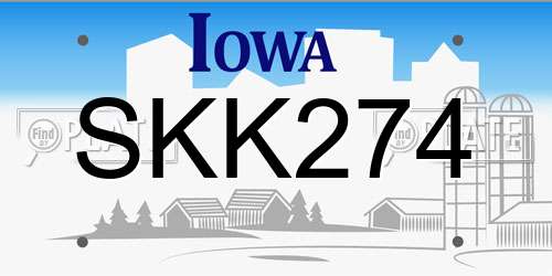 SKK274 Iowa License Plate