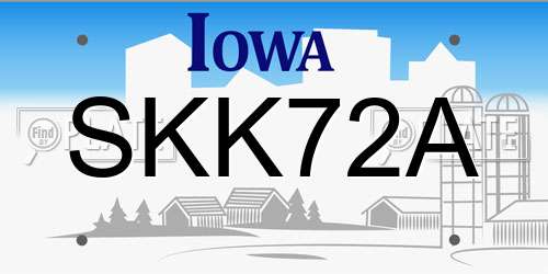 SKK72A Iowa License Plate