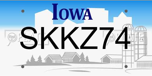 SKKZ74 Iowa License Plate