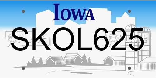SKOL625 Iowa License Plate