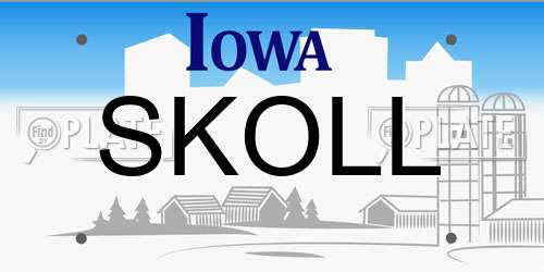 SKOLL Iowa License Plate