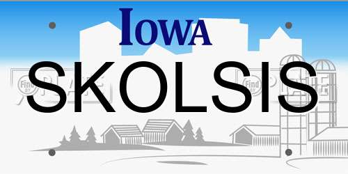 SKOLSIS Iowa License Plate