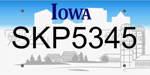 SKP5345 Iowa License Plate