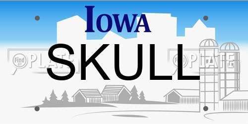 SKULL Iowa License Plate