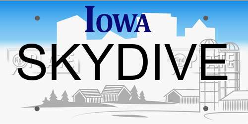 SKYDIVE Iowa License Plate