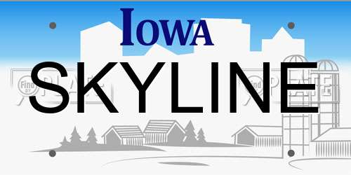 SKYLINE Iowa License Plate