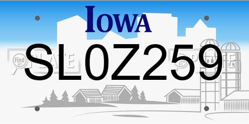 SL0Z259 Iowa License Plate