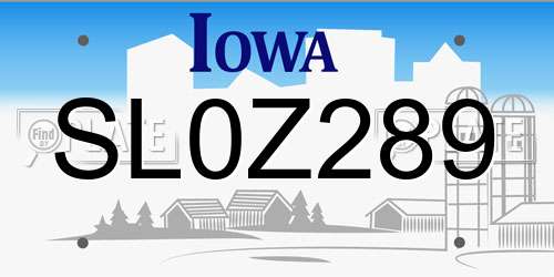 SL0Z289 Iowa License Plate