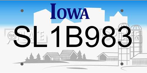 SL1B983 Iowa License Plate