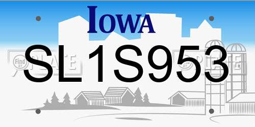 SL1S953 Iowa License Plate