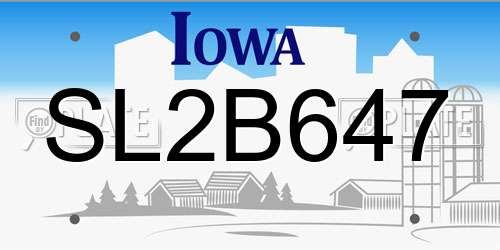 SL2B647 Iowa License Plate