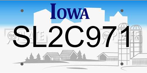 SL2C971 Iowa License Plate