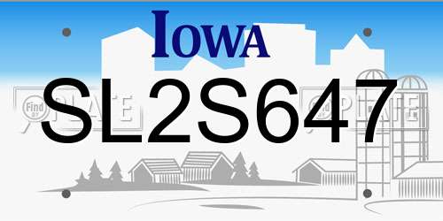 SL2S647 Iowa License Plate