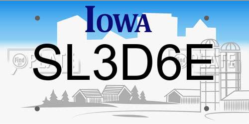SL3D6E Iowa License Plate