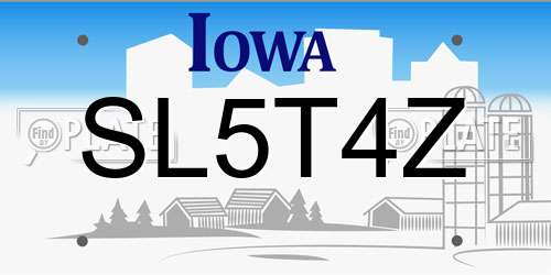 SL5T4Z Iowa License Plate
