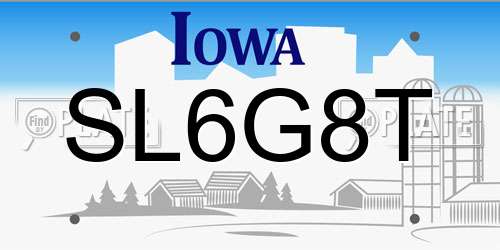 SL6G8T Iowa License Plate
