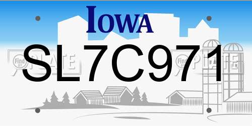 SL7C971 Iowa License Plate