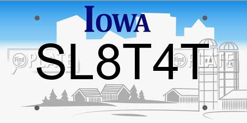 SL8T4T Iowa License Plate