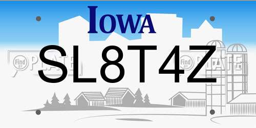SL8T4Z Iowa License Plate