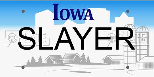 SLAYER Iowa License Plate