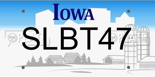 SLBT47 Iowa License Plate