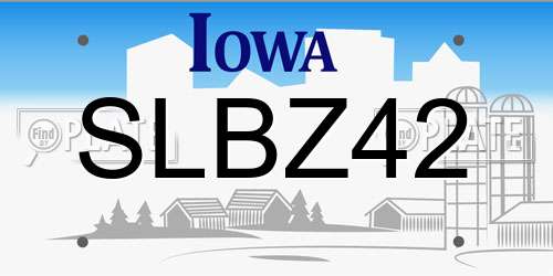 SLBZ42 Iowa License Plate