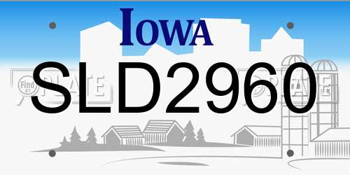 SLD2960 Iowa License Plate