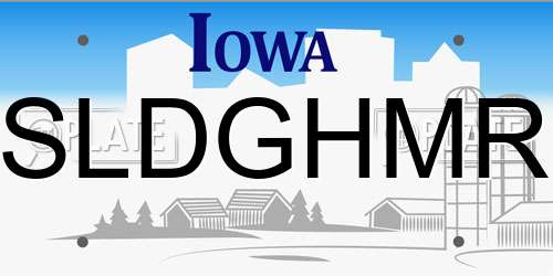 SLDGHMR Iowa License Plate