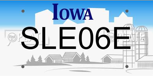 SLE06E Iowa License Plate