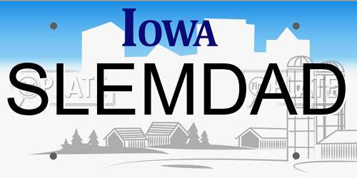SLEMDAD Iowa License Plate