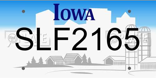 SLF2165 Iowa License Plate