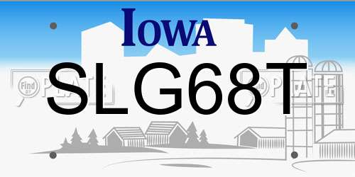 SLG68T Iowa License Plate