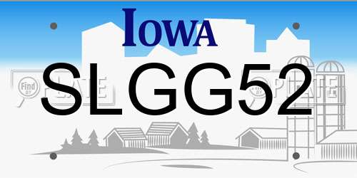 SLGG52 Iowa License Plate