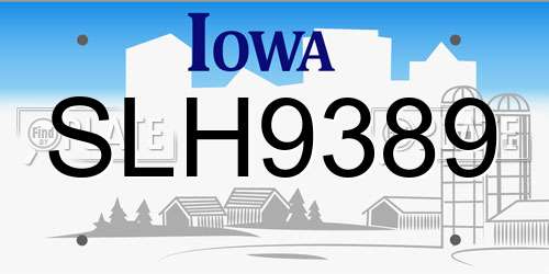 SLH9389 Iowa License Plate