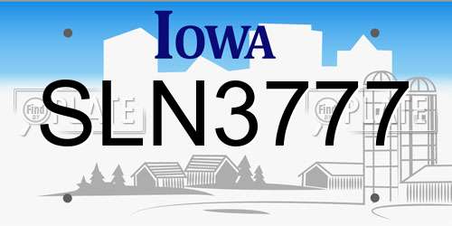 SLN3777 Iowa License Plate