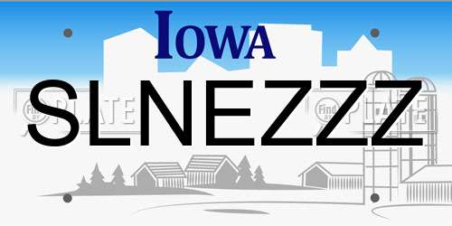 SLNEZZZ Iowa License Plate