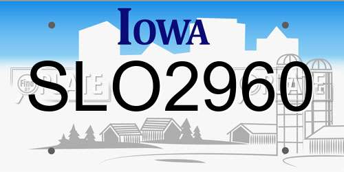 SLO2960 Iowa License Plate