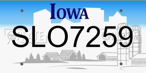 SLO7259 Iowa License Plate