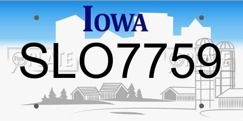 SLO7759 Iowa License Plate