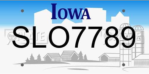 SLO7789 Iowa License Plate