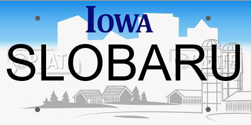 SLOBARU Iowa License Plate