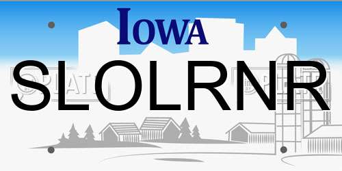 SLOLRNR Iowa License Plate
