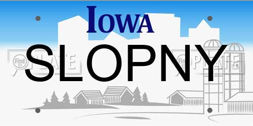 SLOPNY Iowa License Plate