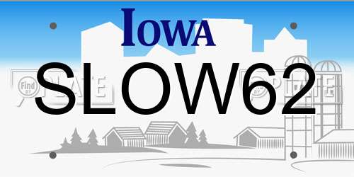 SLOW62 Iowa License Plate
