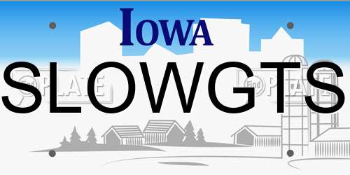 SLOWGTS Iowa License Plate