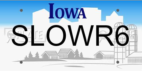 SLOWR6 Iowa License Plate
