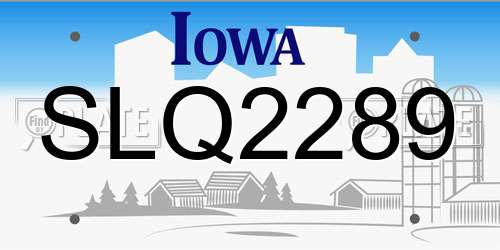 SLQ2289 Iowa License Plate